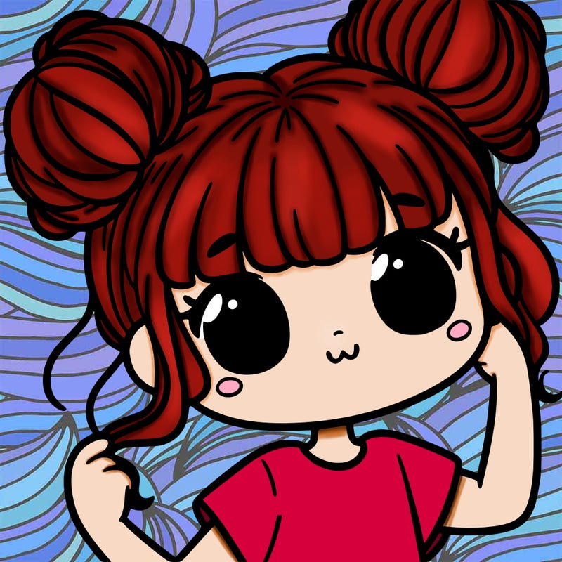 a girl with her hair in two buns