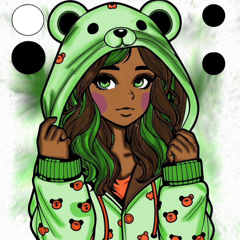 realistic girl in a animal pjs hoodie