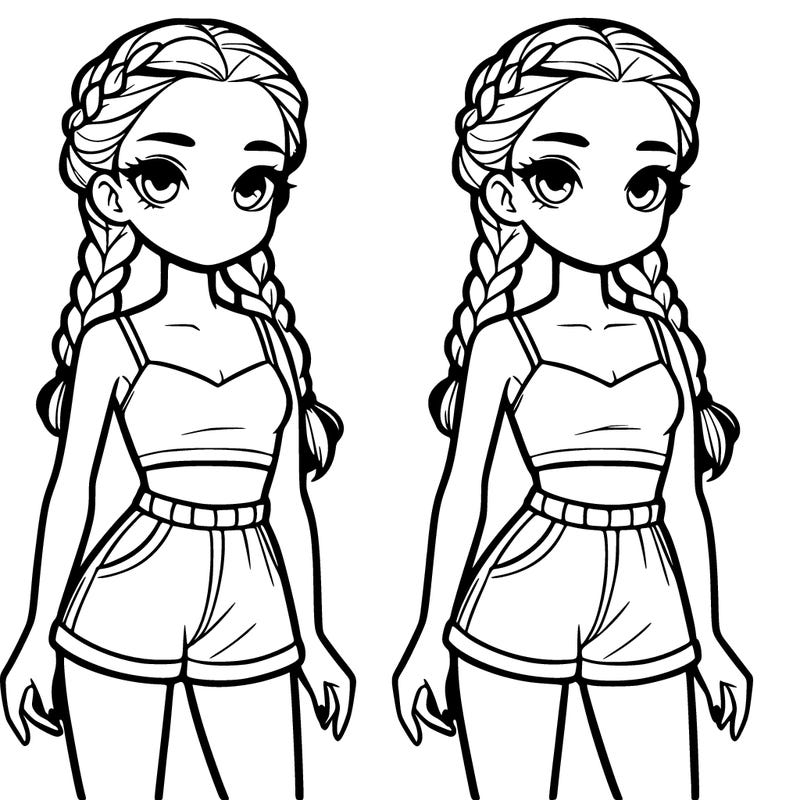 girl with french braids and crop tank top and shorts