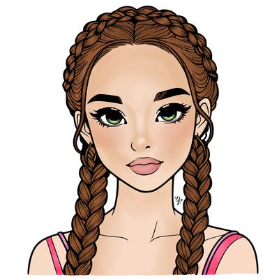 realistic girl with braids