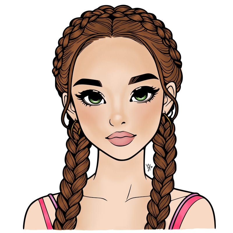 realistic girl with braids