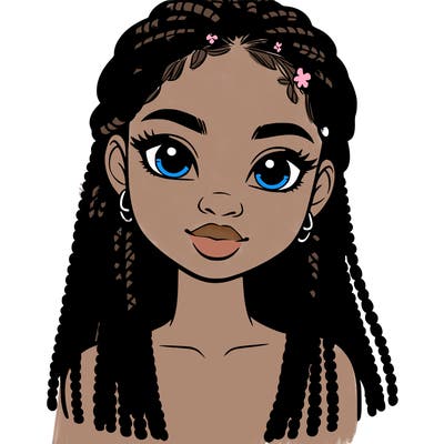 a realistic black girl with braids