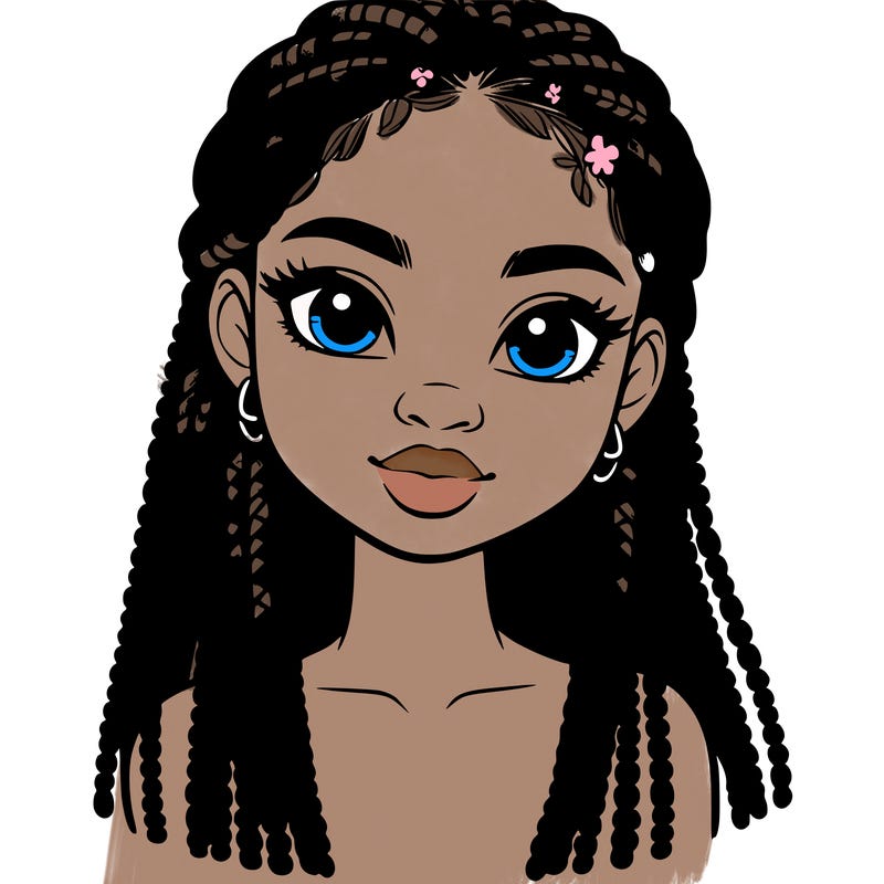 a realistic black girl with braids