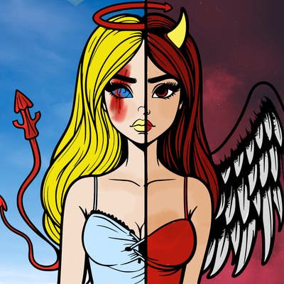 devil vs angel realistic girl