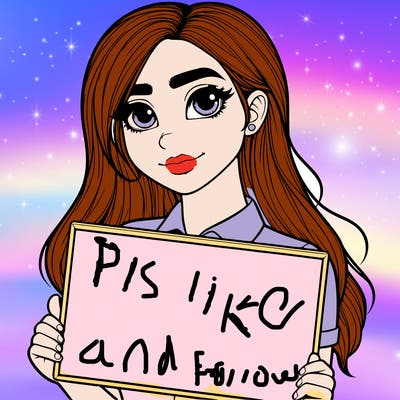 a realistic girl with a sign