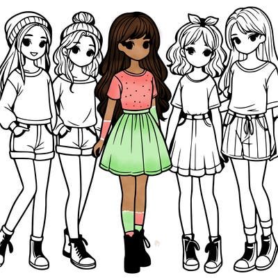 a group of five girls