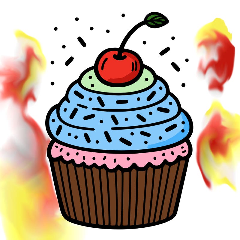 cupcake with sprinkles and cherry on top