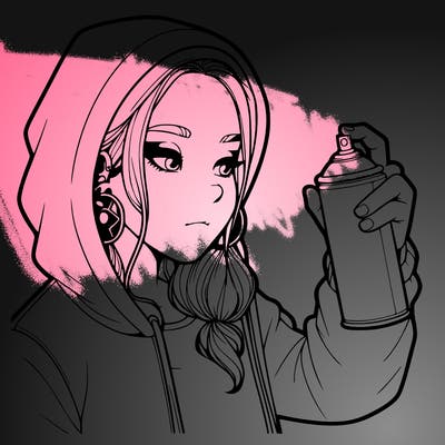 a realistic girl, spray painting