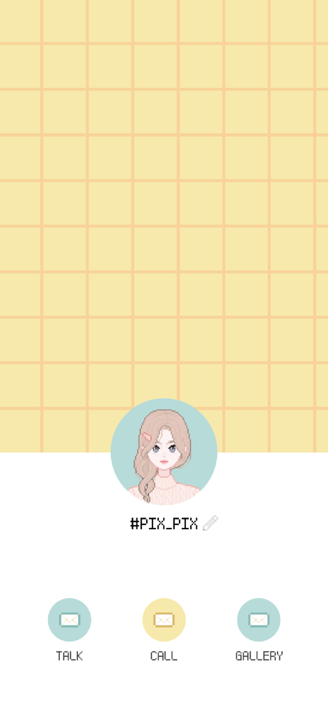 PIXPIX: Make my Avatar - Profile view of a custom pixel art avatar in the PIXPIX app with navigation buttons