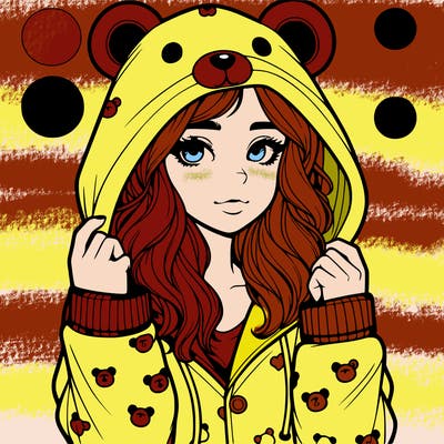 realistic girl in a animal pjs hoodie