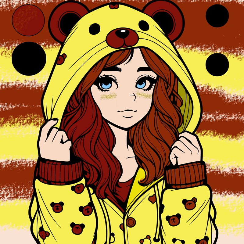 realistic girl in a animal pjs hoodie