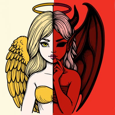 realistic angel half demon