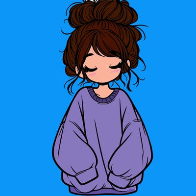 girl with baggy sweatshirt and messy bun