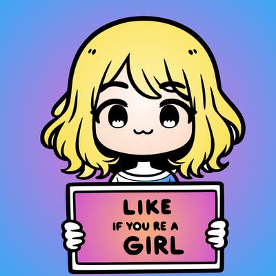 a cute girl holding a sign that says like if you’re a girl