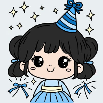 little girl with party hat