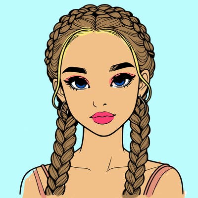 realistic girl with braids