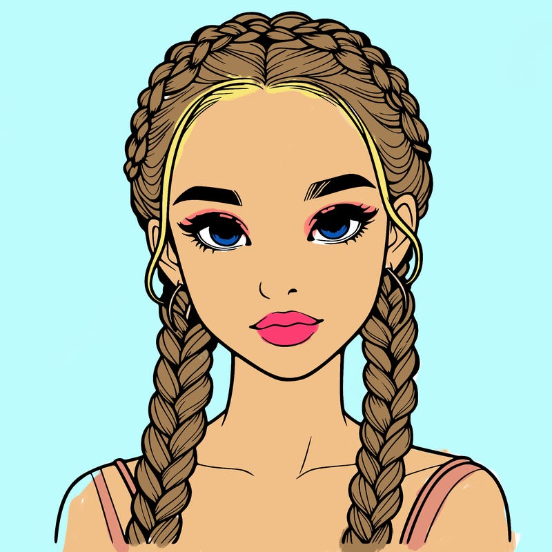 realistic girl with braids