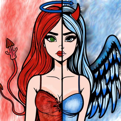 devil vs angel realistic girl