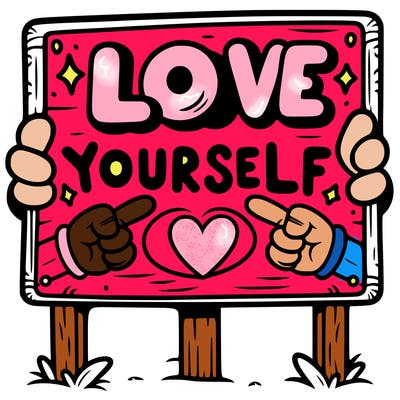 a sign where it is written: love yourself