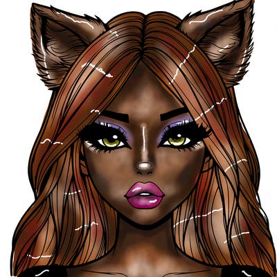 realistic girl with fox ears and realistic lips