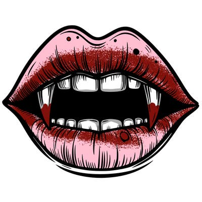 lips with vampire teeth