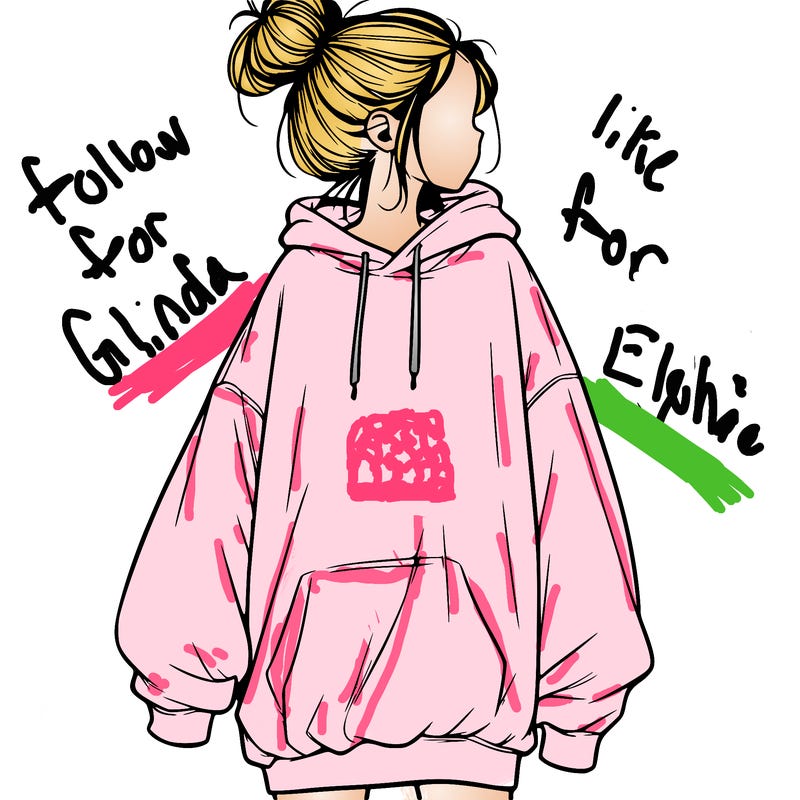 realistic girl with a oversized sweatshirt on and a bun