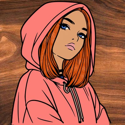 a realistic girl in a hoodie