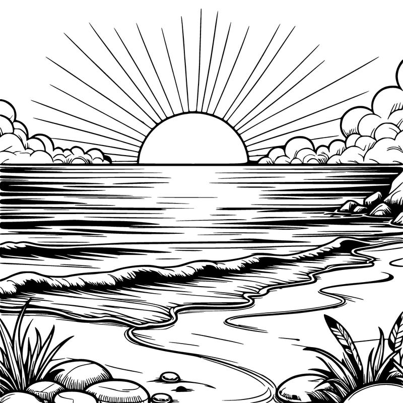 realistic sunset on a beach