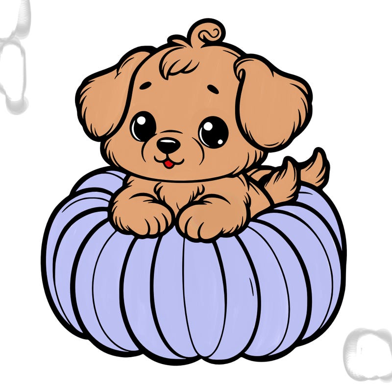 cute little puppy in a pumpkin