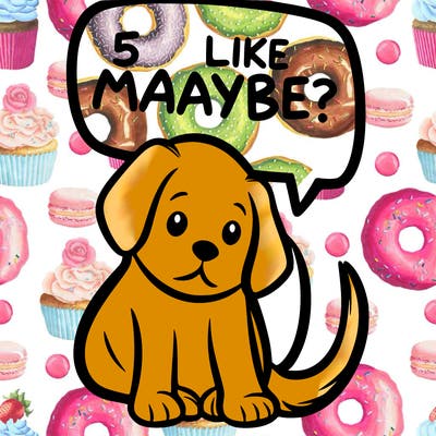 a puppy that says 5 like maybe