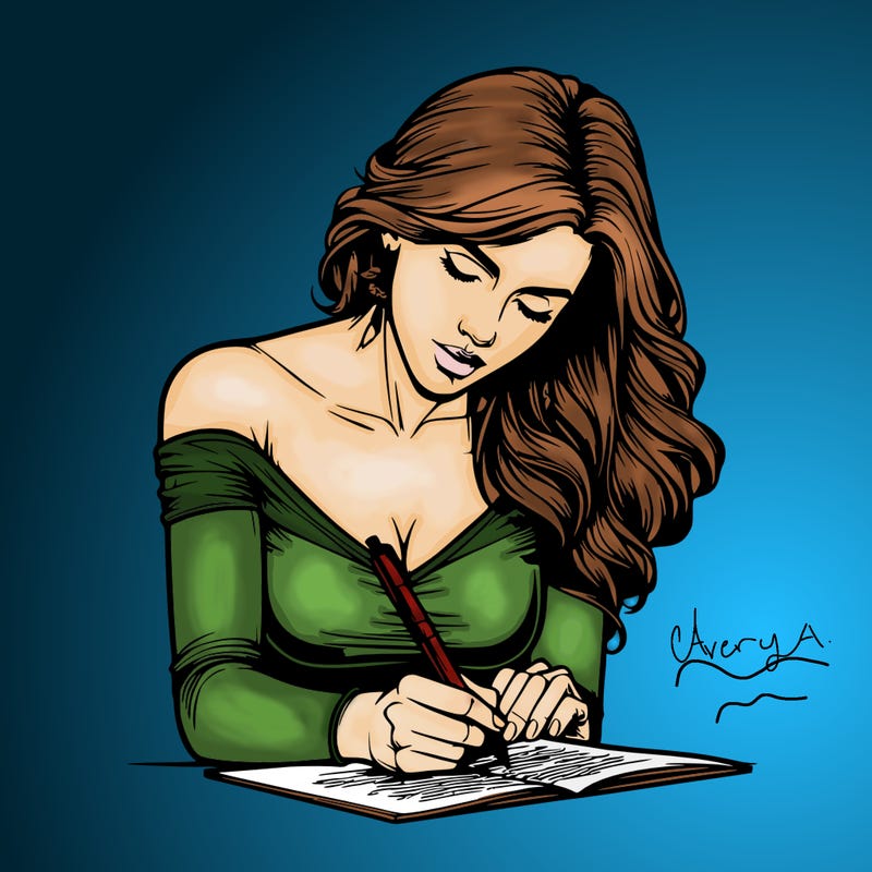 realistic female writing poetry