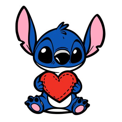 stich holding a heart