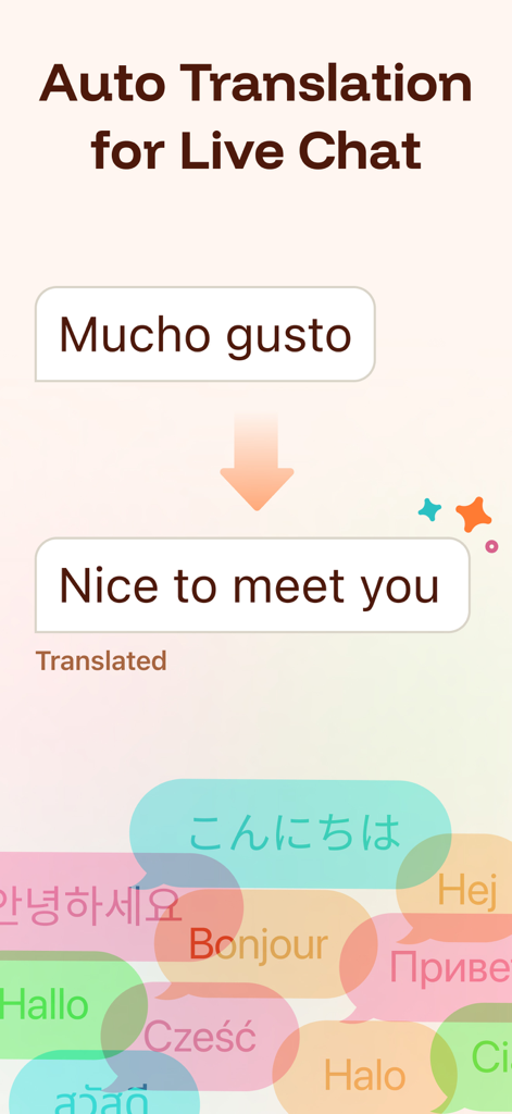 Intent: Closer Across Language - Una captura de pantalla que muestra la traducción automática en un chat en vivo convirtiendo español a inglés