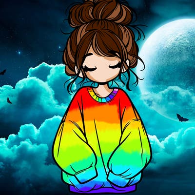 girl with baggy sweatshirt and messy bun