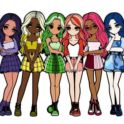 a group of girls realistic