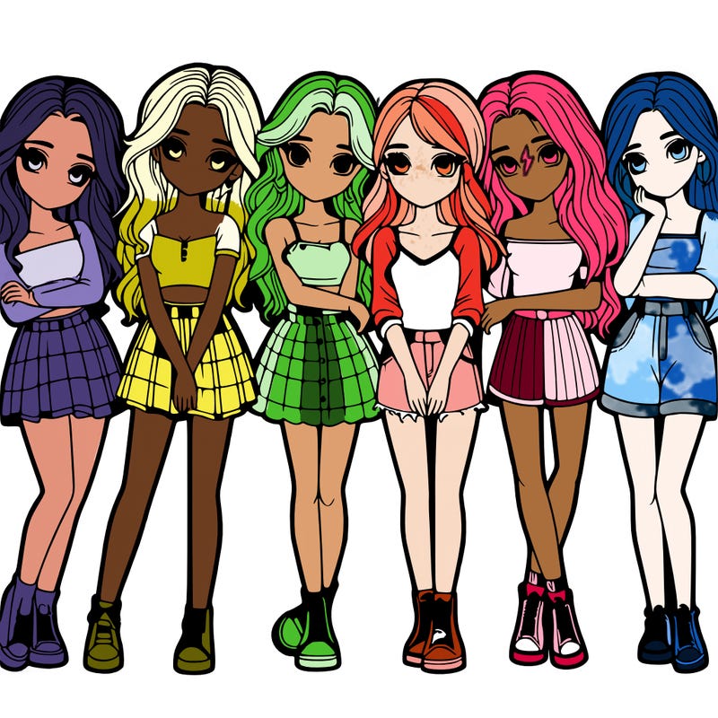 a group of girls realistic