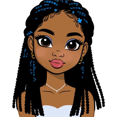 a realistic black girl with braids