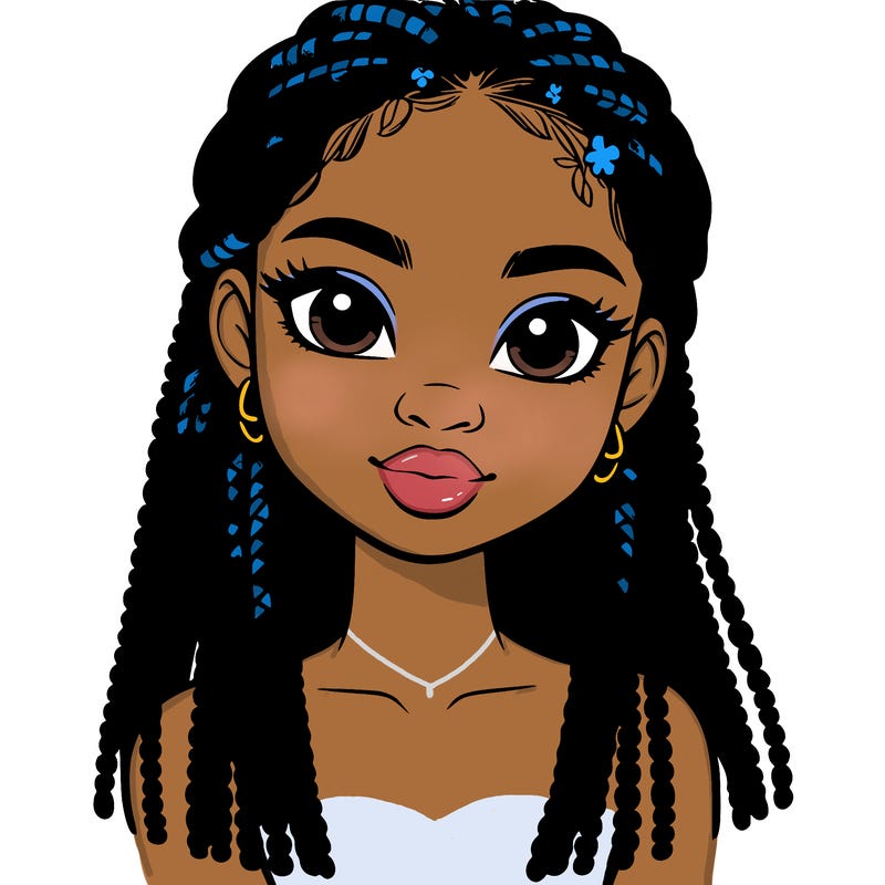 a realistic black girl with braids