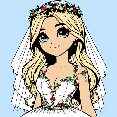 realistic girl in a wedding dress