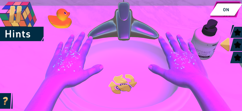 Hand Washing Trainer - UV light inspection showing germs on virtual hands in the Hand Washing Trainer app