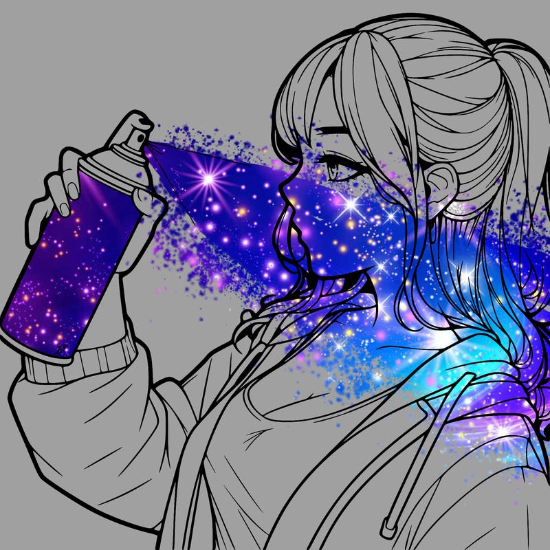 a realistic girl spray, painting