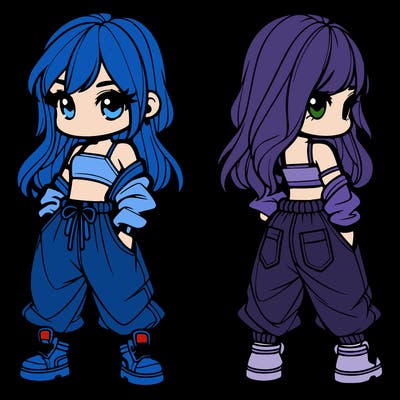 girl in crop top and baggy pants