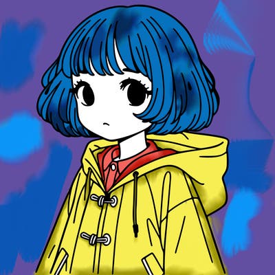 girl in raincoat with short hair