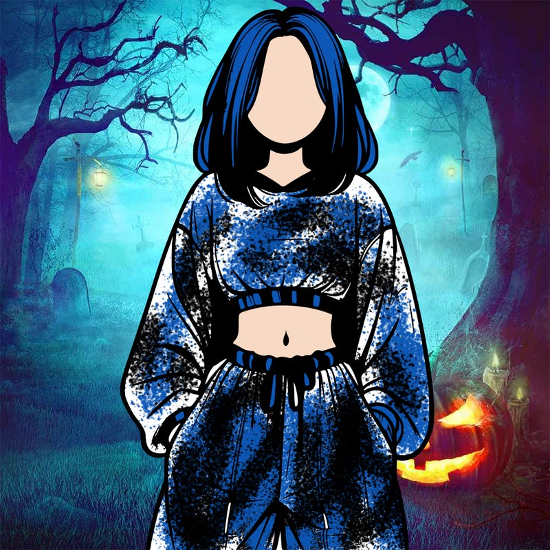 realistic girl faceless with baggy pants and a crop top