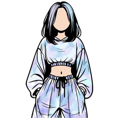 realistic girl faceless with baggy pants and a crop top
