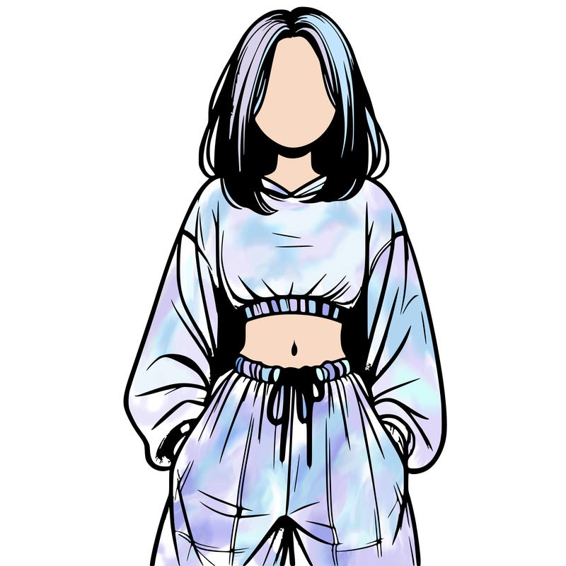 realistic girl faceless with baggy pants and a crop top
