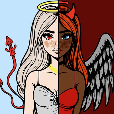 devil vs angel realistic girl
