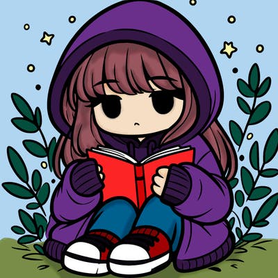 girl in oversized hoodie reading a book