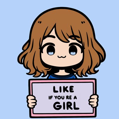 a cute girl holding a sign that says like if you’re a girl