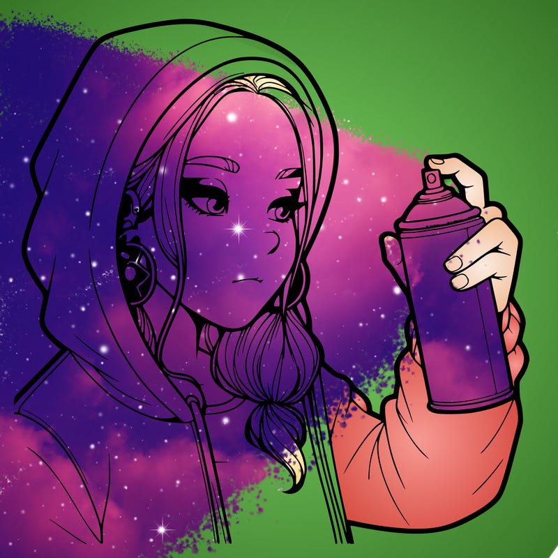 a realistic girl, spray painting